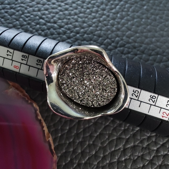 Designer HG Hagit Gorali 925 Drusy ring size 10 Israel - Picture 6 of 11